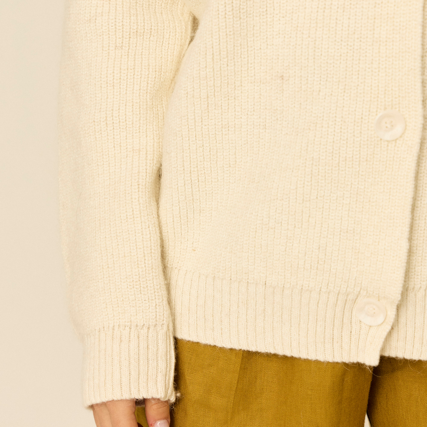 Nicola Cardigan | Llama, Merino & Cotton | Natural