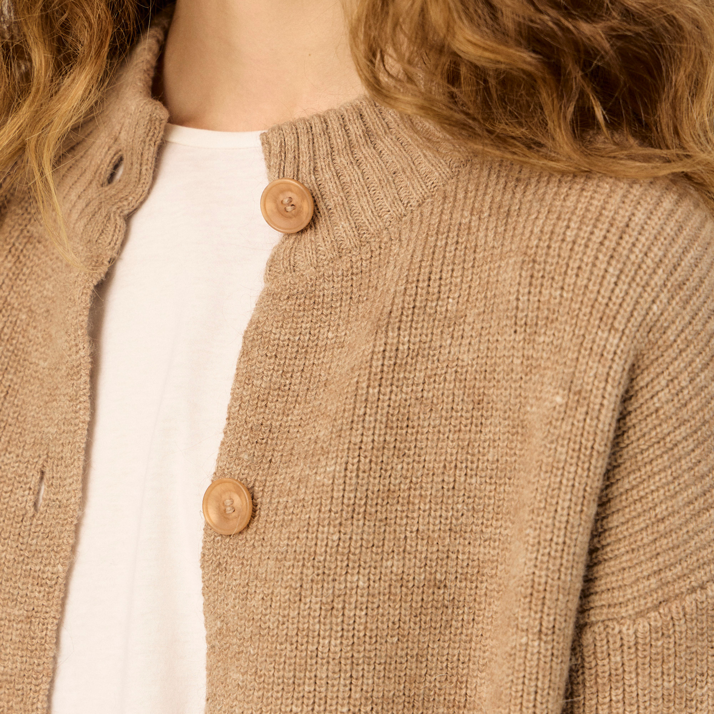 Nicola Cardigan | Llama, Merino & Cotton | Camel