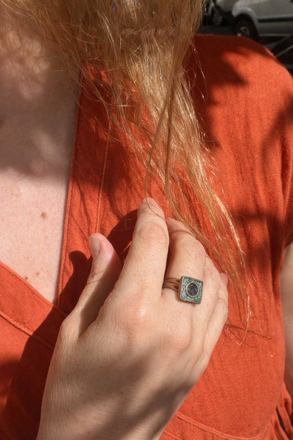 Anillos Franca| Cobre, Crisocola, Turmalina Negra