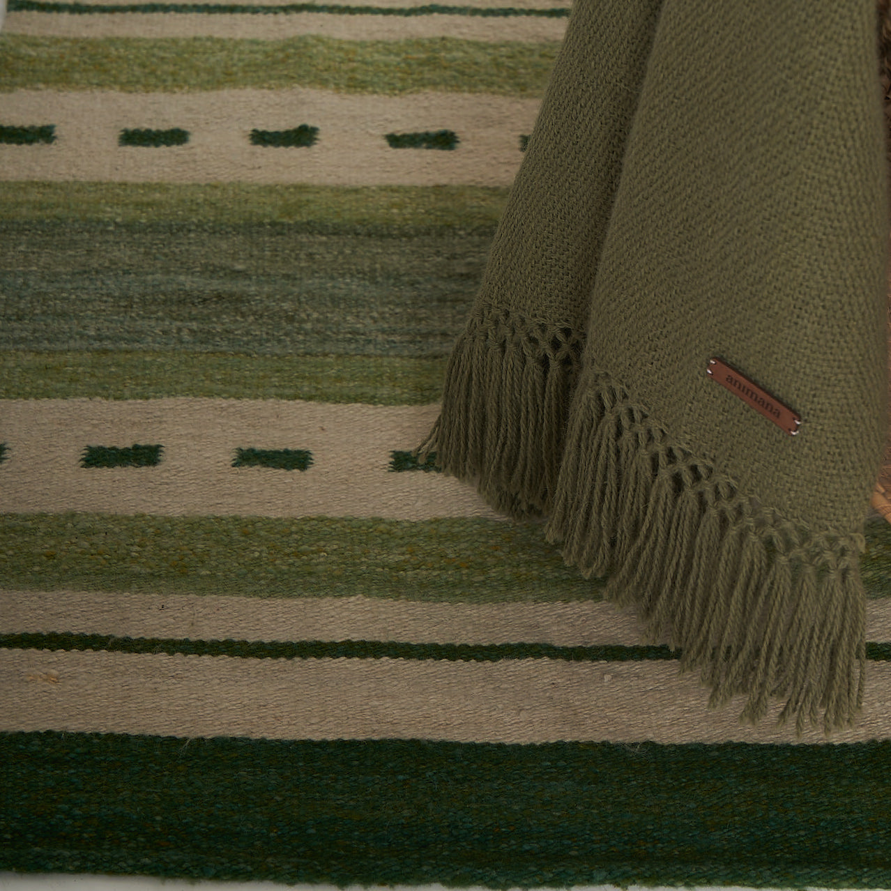 Mampa Rug | Sheep | Natural and Green