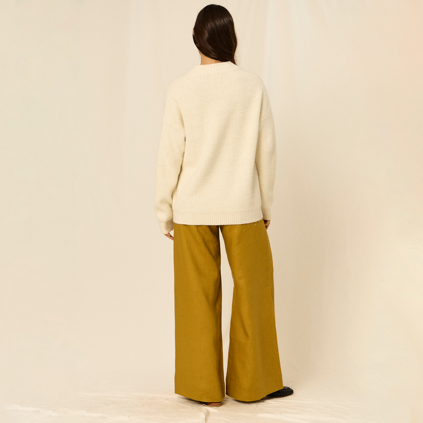 Nicola Cardigan | Llama, Merino & Cotton | Natural