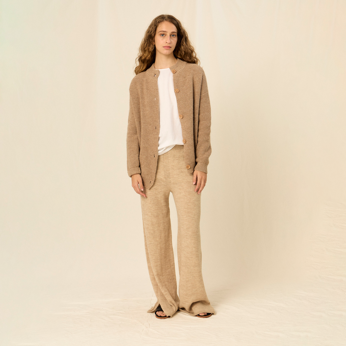 Nicola Cardigan | Llama, Merino & Cotton | Camel