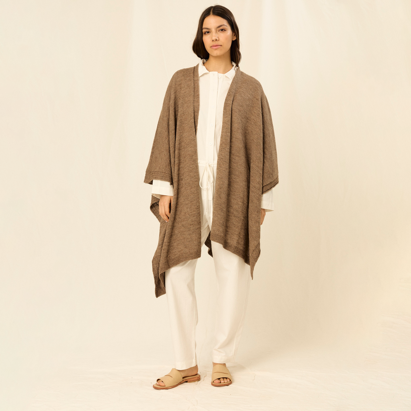 Ruana Marina | Llama & Merino | Pecán