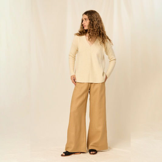 Sweater Augusta | Llama, Merino & Algodón | Natural