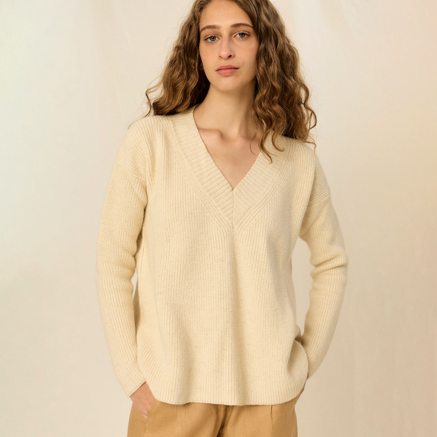 Sweater Augusta | Llama, Merino & Algodón | Natural