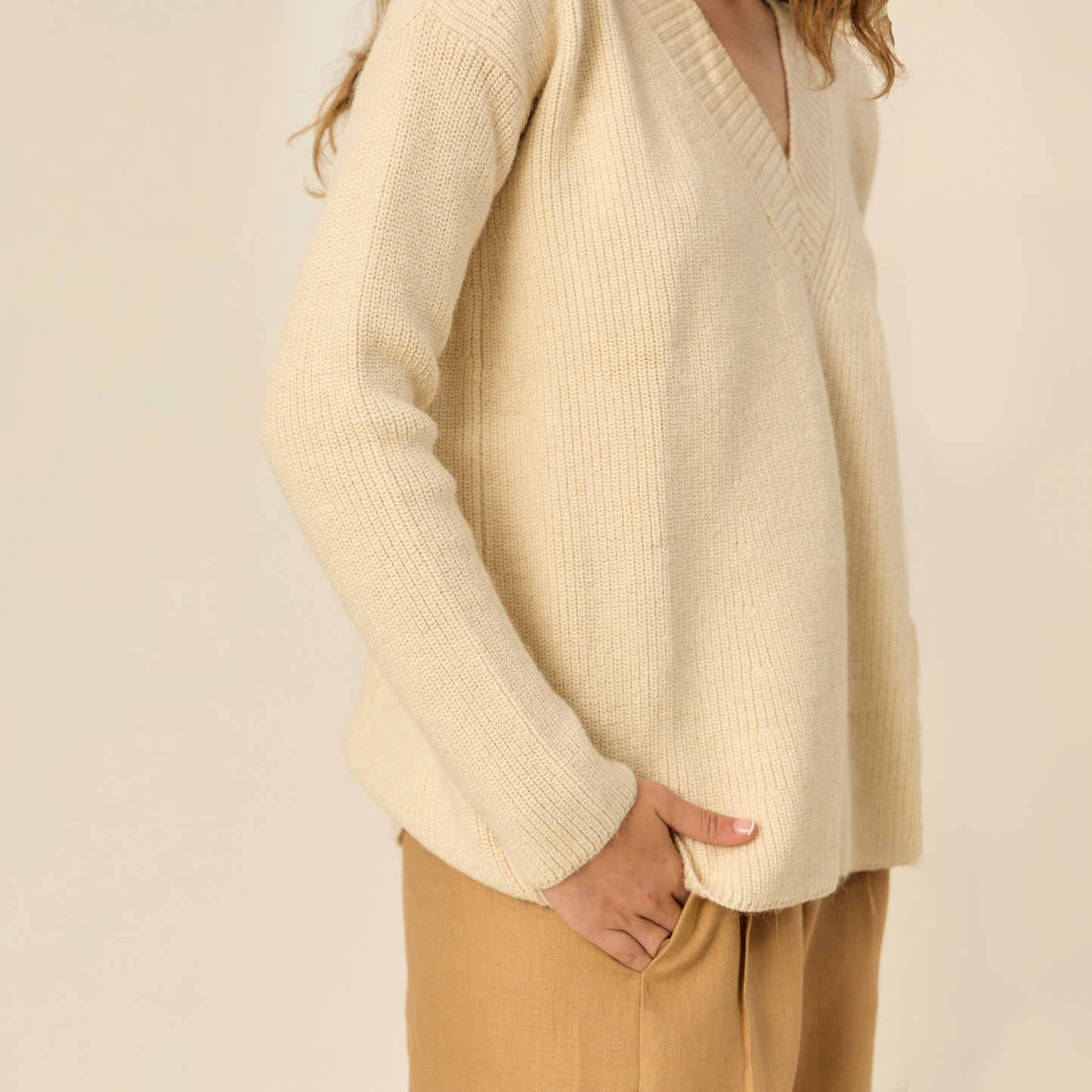 Sweater Augusta | Llama, Merino & Algodón | Natural