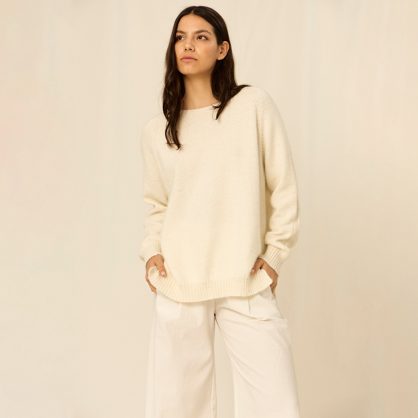 Sweater Anastasia | Llama, Merino & Algodón | Natural