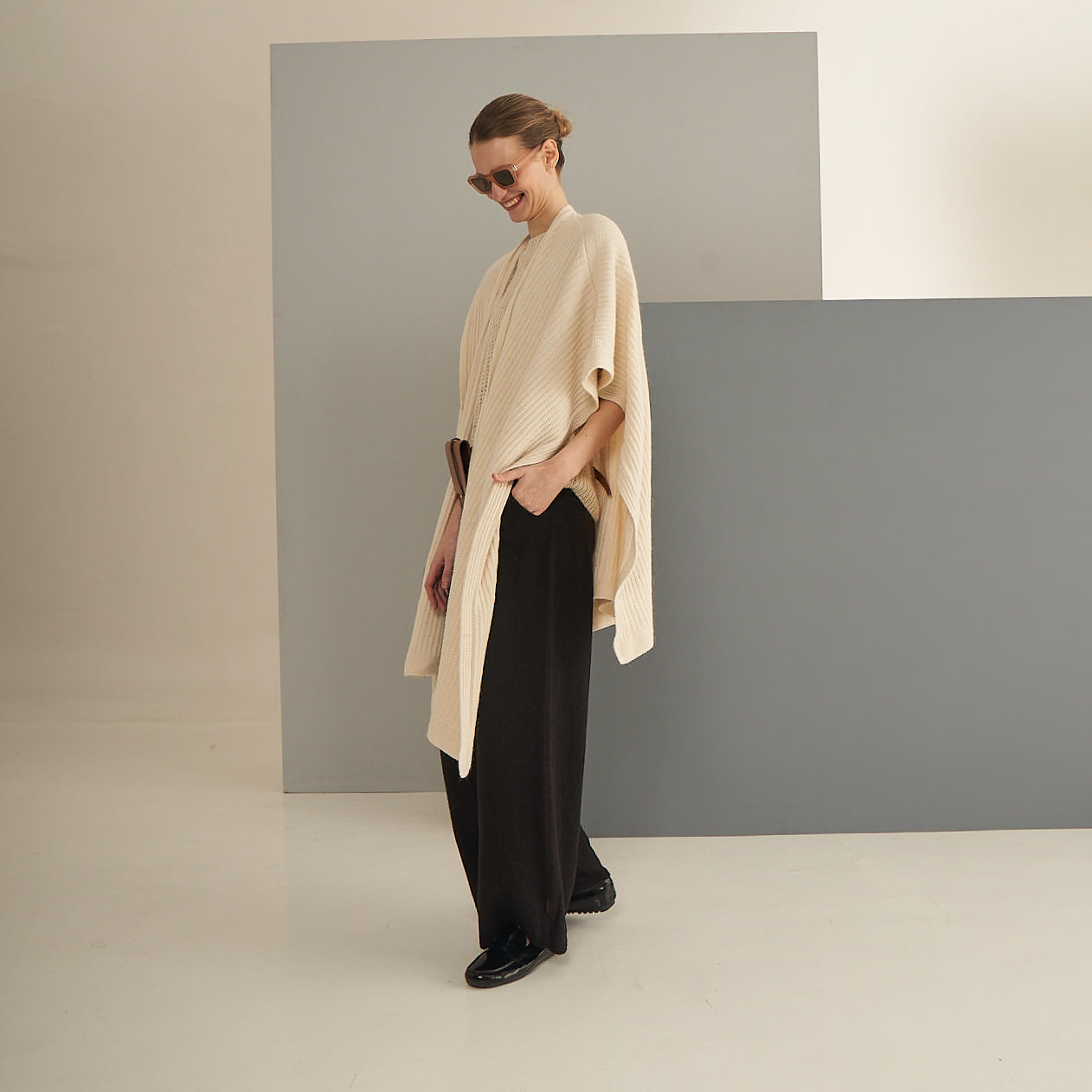 Ruana Lara | Cotton, Llama & Merino | Natural