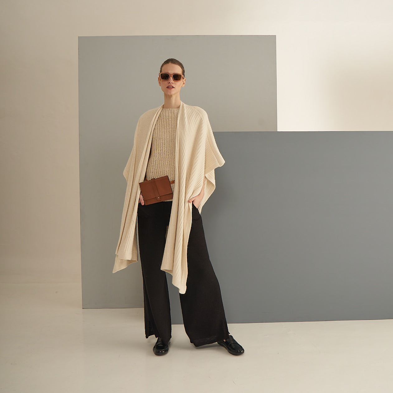 Ruana Lara | Cotton, Llama & Merino | Natural