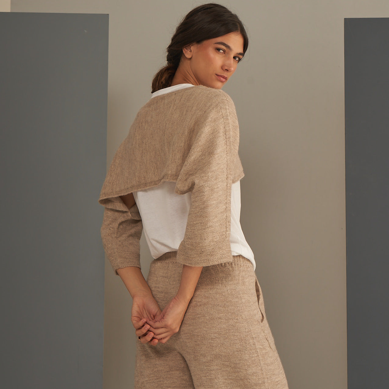 Maria Short Poncho Sweater | Llama and Merino | Teardrop