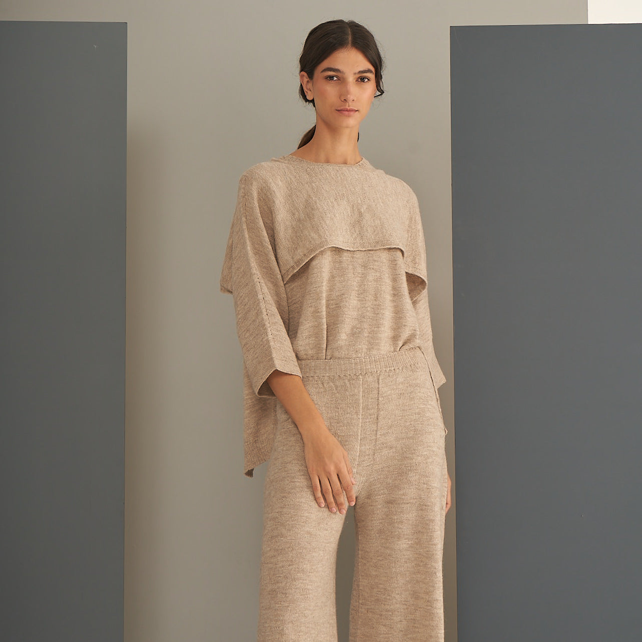 Maria Short Poncho Sweater | Llama and Merino | Teardrop