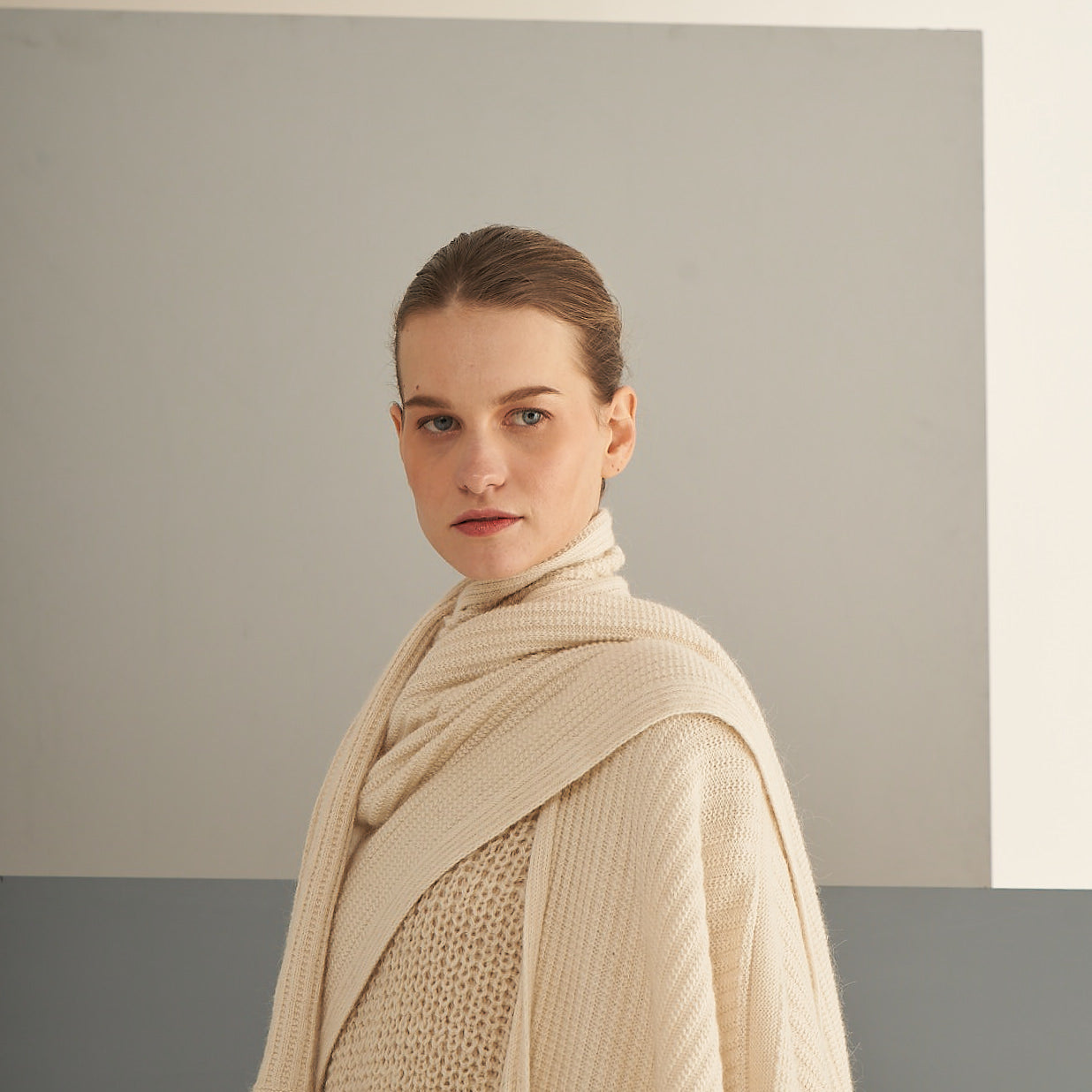 Ruana Lara | Cotton, Llama & Merino | Natural