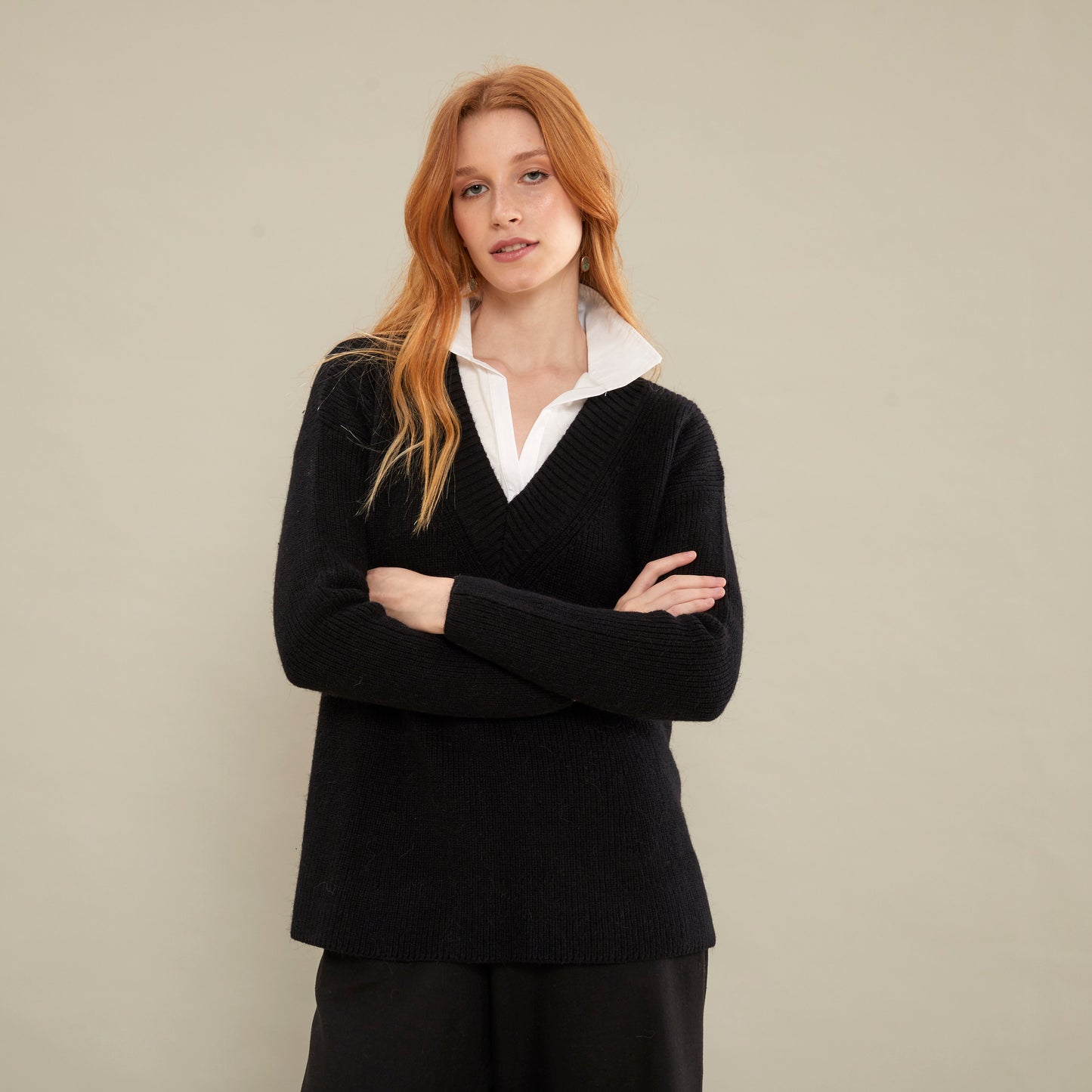 Sweater Augusta | Llama, Merino & Algodón | Negro