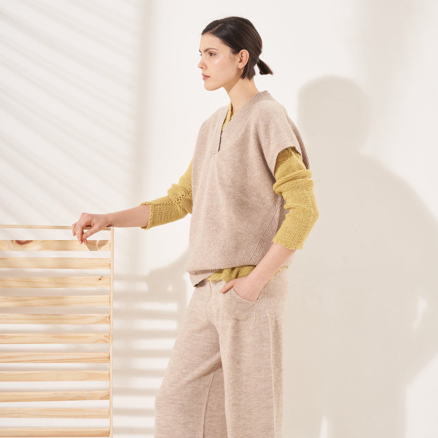Chaleco Luisa | Llama, Merino & Algodón | Beige