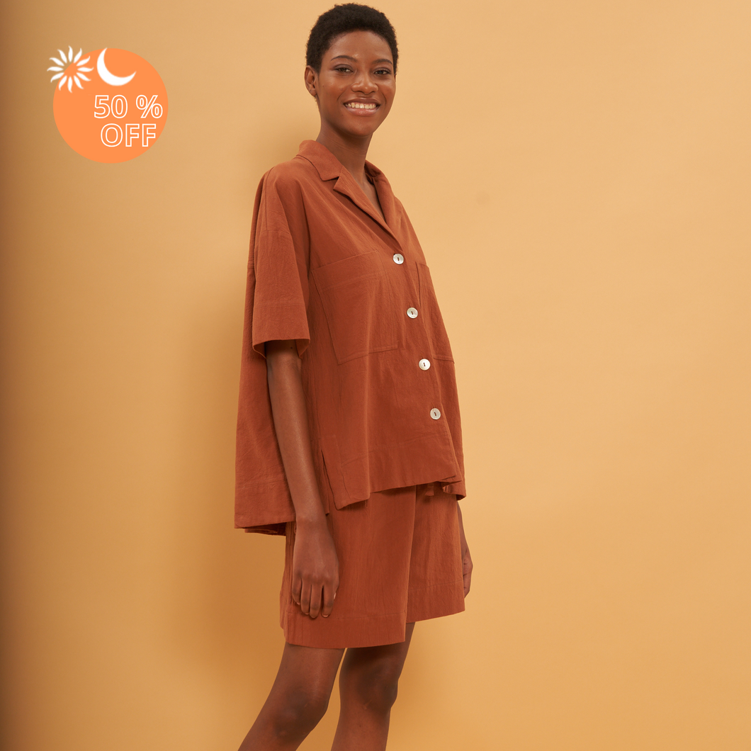 Ernestine Shirt | Cotton | Brown