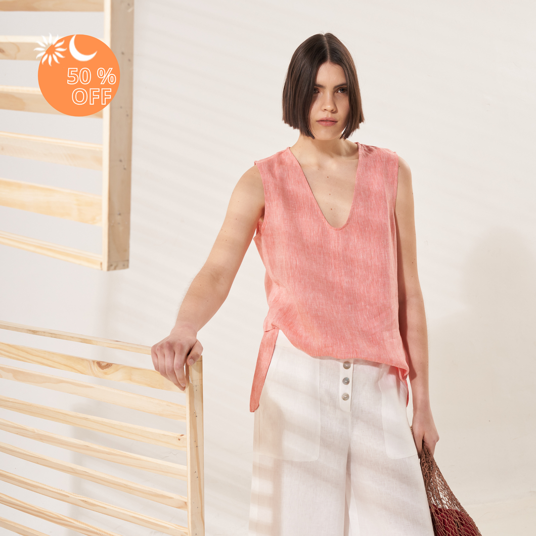 Top Susana | Linen | Salmon