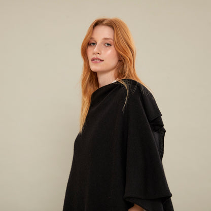 Ruana Marina | Llama & Merino | Negro