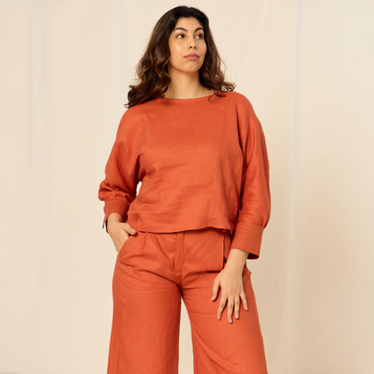 Top Brenda | Lino | Mandarina