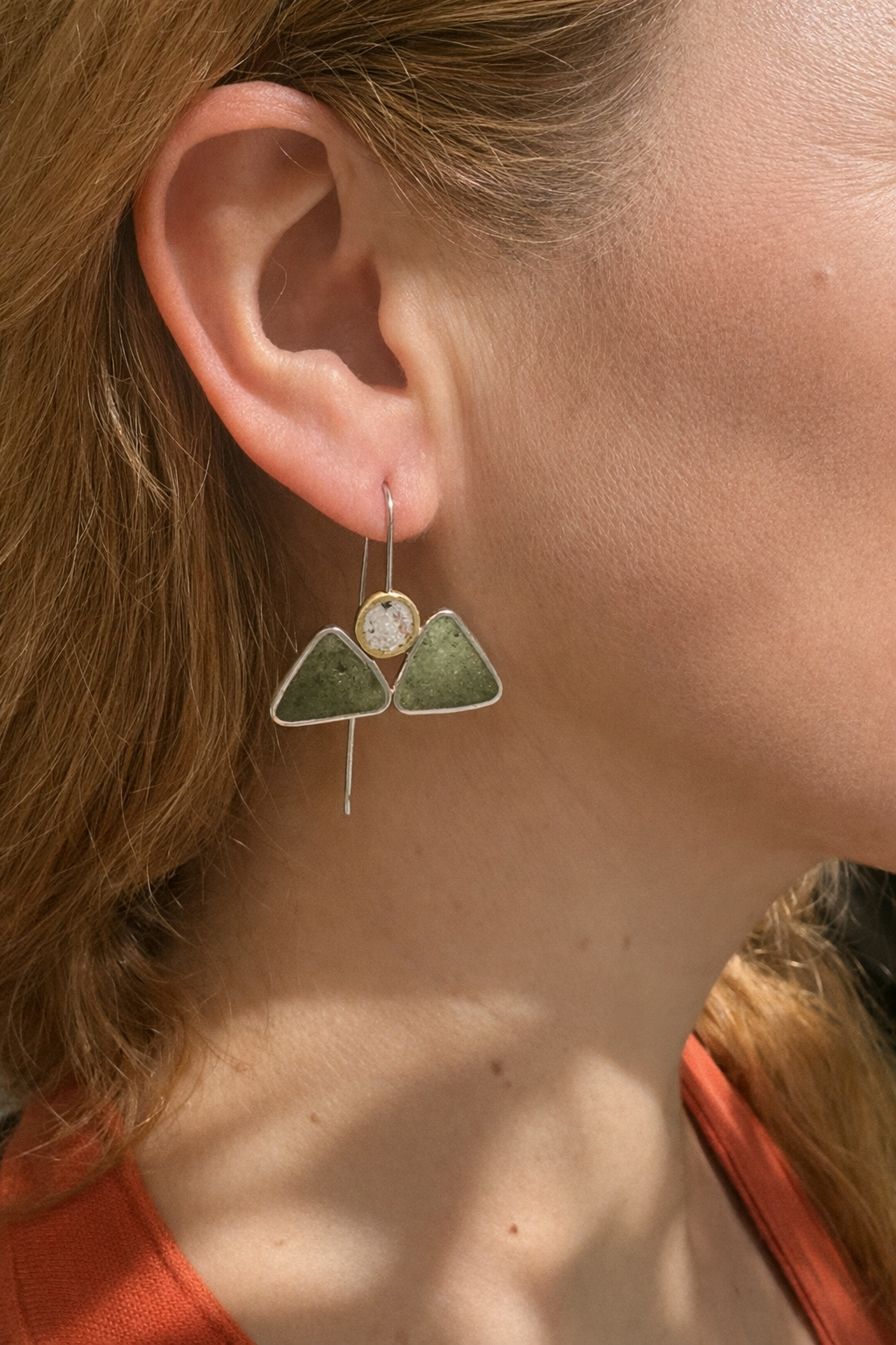 Aros Antu | Alpaca, Bronce, Piedra Serpentina, Rodocrosita