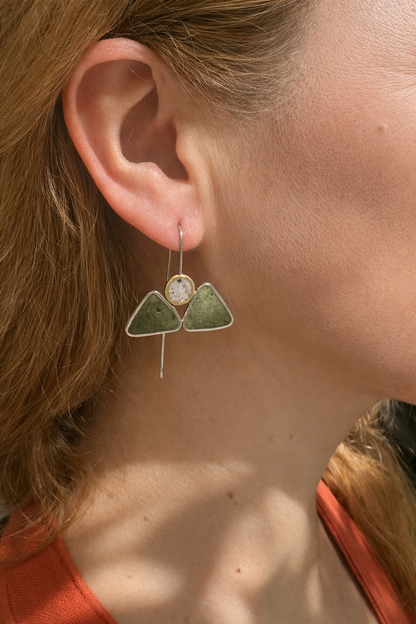 Aros Antu | Alpaca, Bronce, Piedra Serpentina, Rodocrosita