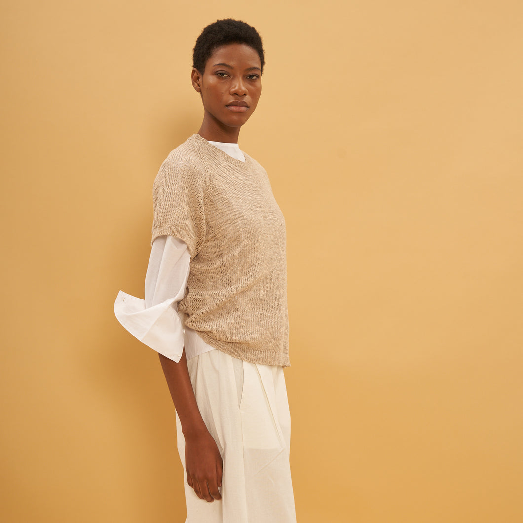 Pia T-shirt | Llama, Merino & Cotton | Beige