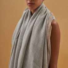 Astella Shawl | Baby Alpaca | Light Gray &amp; Green 