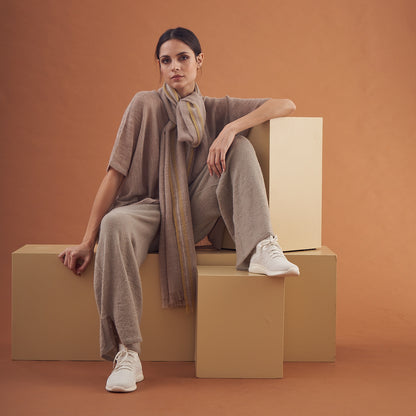Chal Astella | Baby Alpaca | Beige & Amarillo