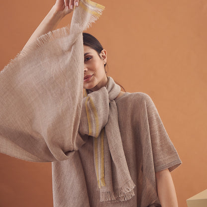 Chal Astella | Baby Alpaca | Beige & Amarillo