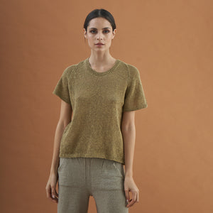 Pía T-shirt | Llama, Merino &amp; Cotton | Green