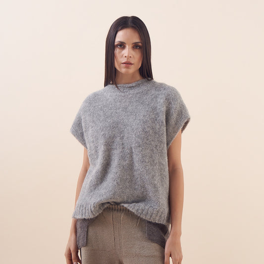 Joaquina Vest | Baby Alpaca | Light grey 