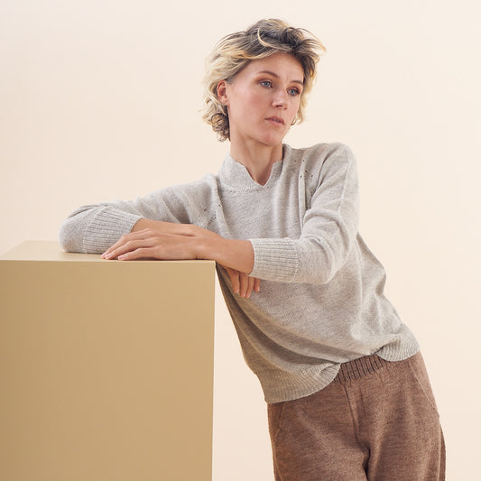 Sweater Emilia | Baby Alpaca | Gris Claro