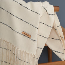 Lima Blanket | Cotton | Natural with thin black stripes