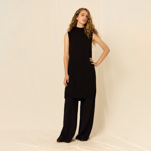 Vestido Alfonsina  | Llama y Merino | Negro