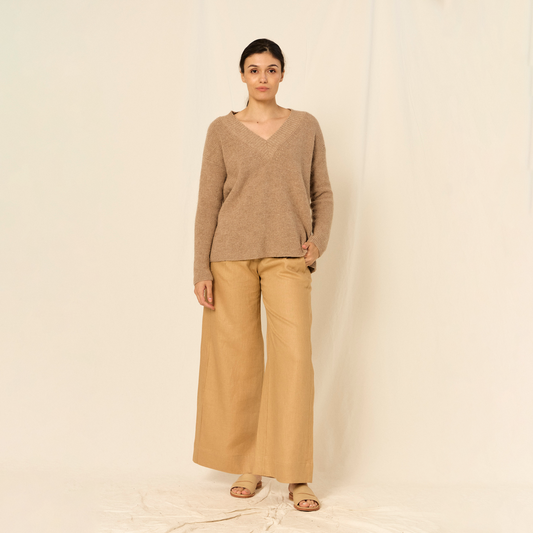 Sweater Augusta | Llama, Merino & Algodón | Camel