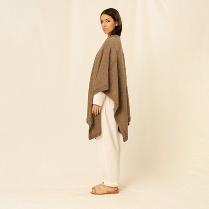 Ruana Marina | Llama & Merino | Pecán