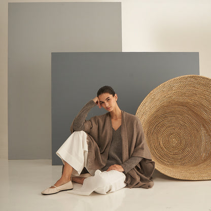 Ruana Roberta | Llama & Merino | Gris