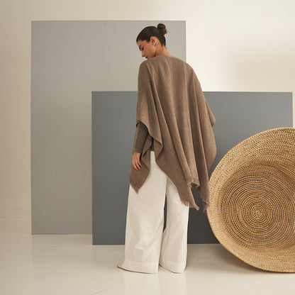 Ruana Roberta | Llama & Merino | Gris
