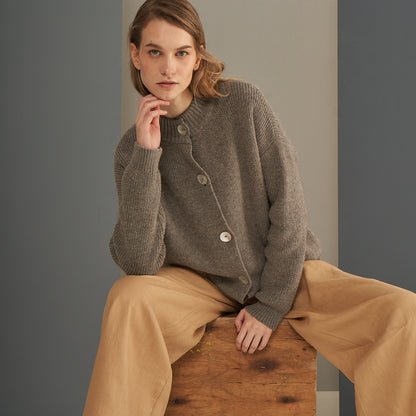 Nicola Cardigan | Llama, Merino &amp; Cotton | Grey 