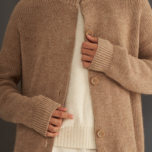 Nicola Cardigan | Llama, Merino &amp; Cotton | Beige