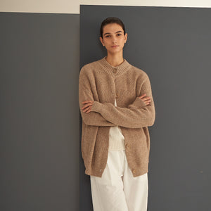 Nicola Cardigan | Llama, Merino &amp; Cotton | Beige