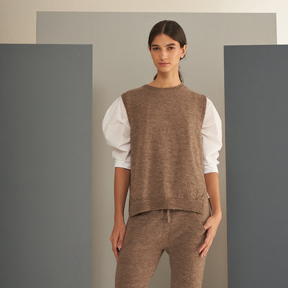 Chaleco Marisa  | Llama & Merino | Pecán