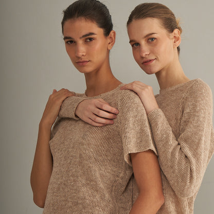 Remera Pia | Llama, Merino & Algodón | Beige