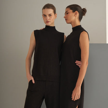 Chaleco Elisea  | Llama y Merino | Negro