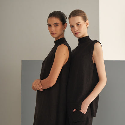 Chaleco Elisea  | Llama y Merino | Negro