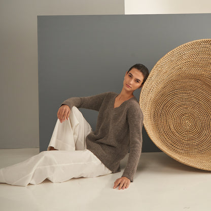 Sweater Augusta | Llama, Merino & Algodón | Taupe