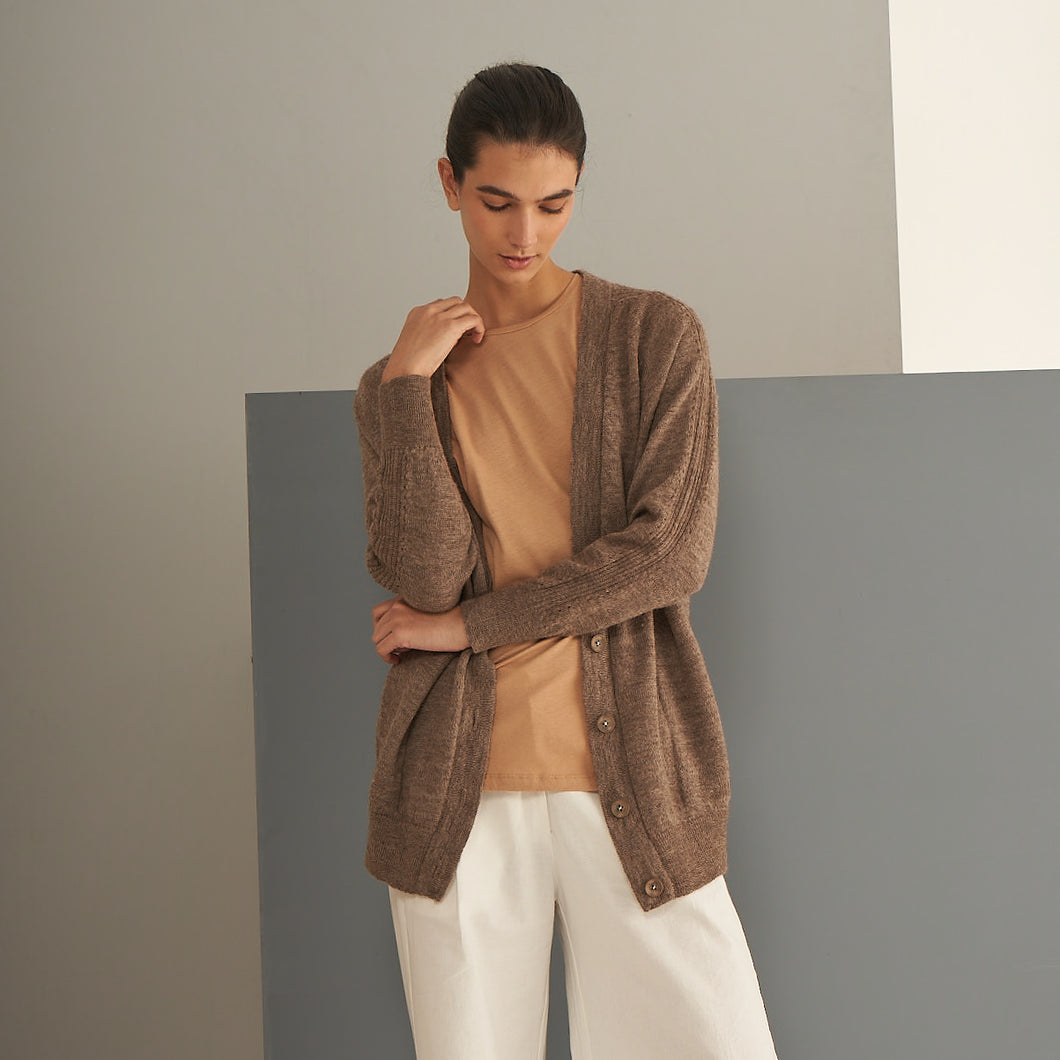 Nicola Cardigan | Llama, Merino & Cotton | Grey 