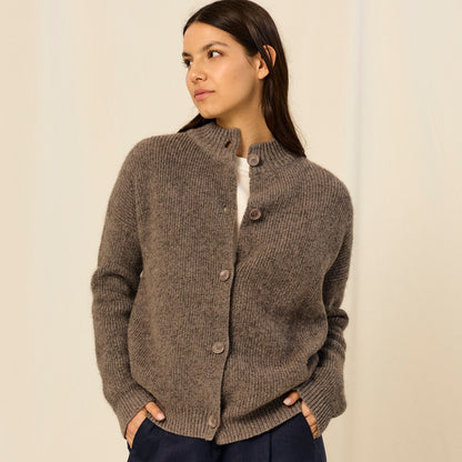 Nicola Cardigan | Llama, Merino &amp; Cotton | Grey 