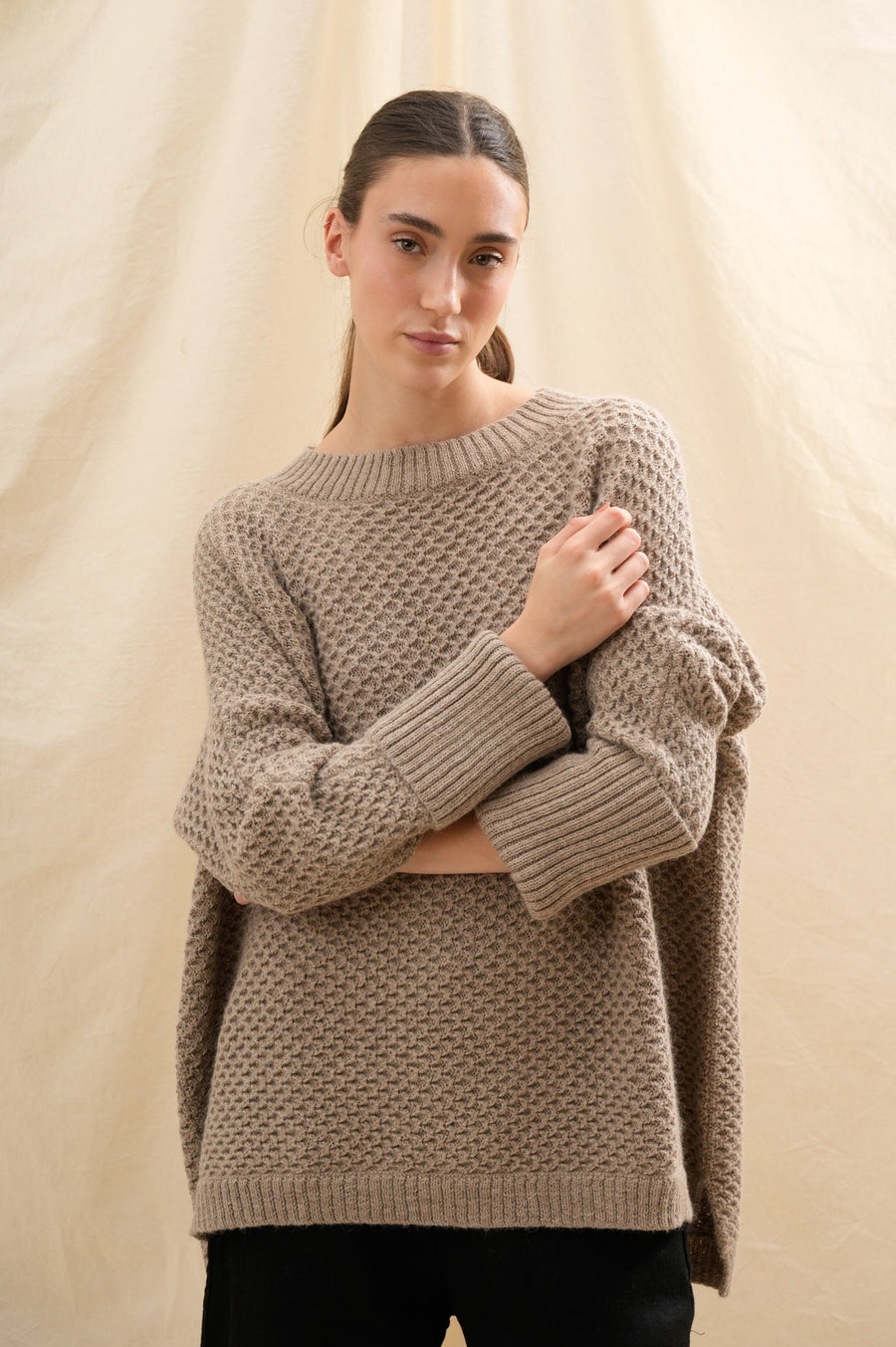 Sweater Faye Taupe | 100% Baby Alpaca